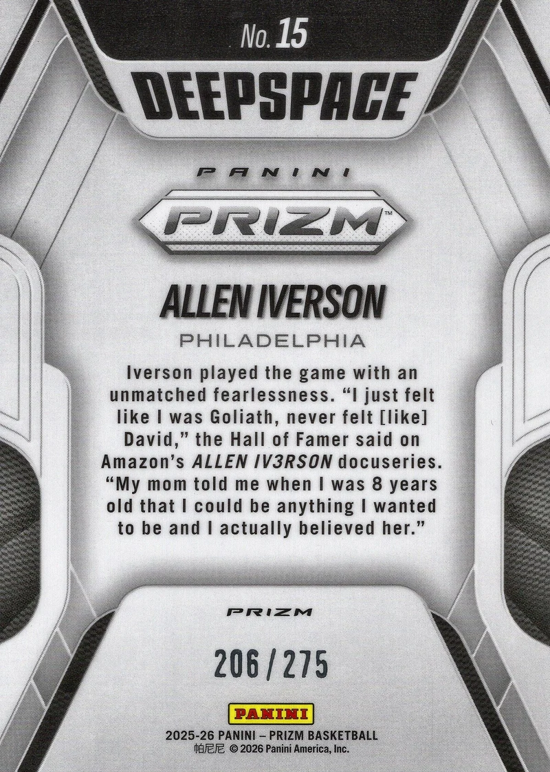 Same card, back scan, numbered 206/275